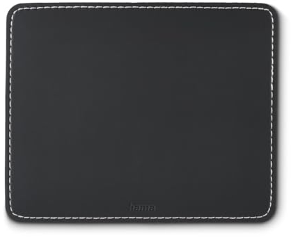 Hama Mauspad „Lederoptik“, 22 x 0,3 x 18 cm (Maus Unterlage mit Lederoptik Oberfläche, für eine präzise Maussteuerung, hochwertige Verarbeitung, gummierte Unterseite, robust) schwarz