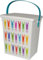 eMKay® Plastic 5Lt Peg Design Pegs Storage Box Container Caddy with Lid (Turquoise Handle OR Purple Handle - ONE RANDOM SUPPLIED)