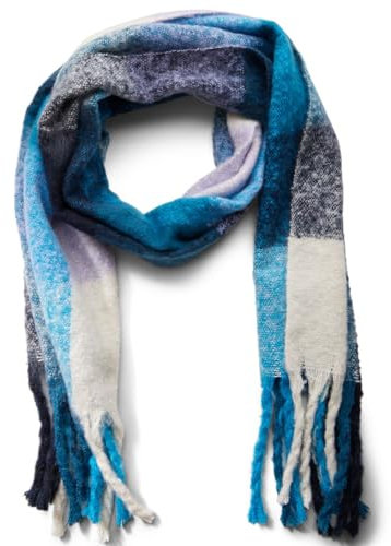 CECIL Damen B572461 Karierter Schal, Dark Navy Blue, A