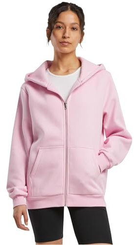 Build Your Brand Sweat à Capuche zippé Fluffy pour Femme, Veste à Capuche Confortable, Coupe décontractée, Basique pour Le Quotidien et Les Loisirs, Rose Doux, S