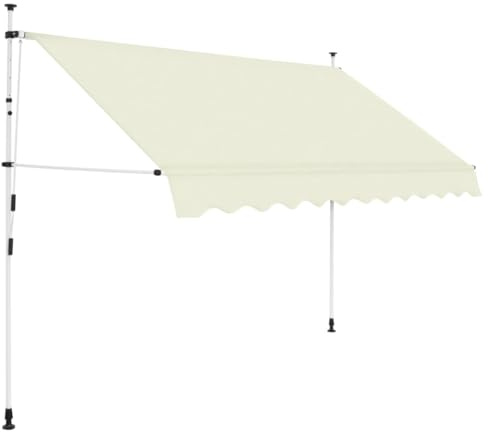 Myheimly Einziehbare Balkonmarkise Klemmmarkise Sonnenschutz Garten Markise Handbetrieben 250 cm Cremeweiß