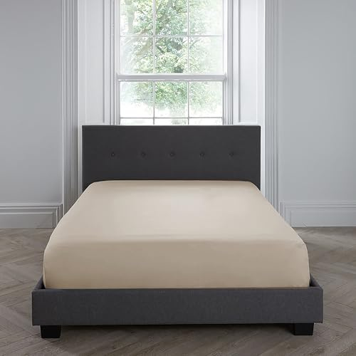 Appletree Natural Super King Fitted Sheet (182 x 200 x 35cm) – 100% Cotton – Soft & Breathable Plain Bed Sheet – Light Natural Colour – Luxury Bedding for Super King Beds