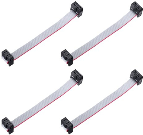 sourcing map 4 Pcs IDC Flat Ribbon Cable, 2.54mm Pitch 10mm Width 10cm Long 8 Pin FC to FC Flat Ribbon Connector Jumper Wire for PC, LED Displays