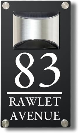 House Numbers Plaques with Solar Light Solar House Number Sign Solar Door Number Plaques for Wall Led House Numbers for Outside (black)
