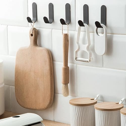 Hurimost 5 PCS Self Adhesive Hooks, Extra Strong Sticky Hooks Without Nails, Holds up to 2.5 KG for Clothes Kitchen Bathroom Hanging (Grey)