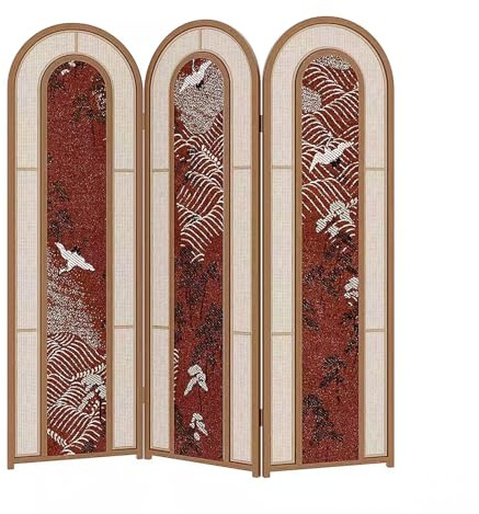 NRNQMTFZ Paravent Raumteiler 3 teilig, Holz Natur, freistehend Sichtschutz,Faltbarer Raumtrenner, Raumtrenner faltbar,Stellwand für innen Outdoor Garten Balkon Terrasse