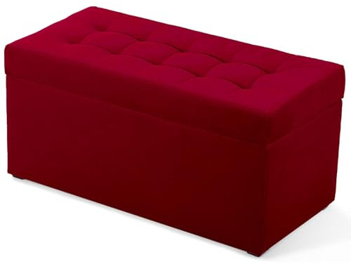 MG Design Polsterhocker 45 x 90 cm Rot mit Stauraum (ca. 100 L), bis 300 kg belastbar, ohne Montage & leicht zu reinigen, angenehm matt mit feiner Struktur – für Wohnzimmer, Schlafzimmer & Flur