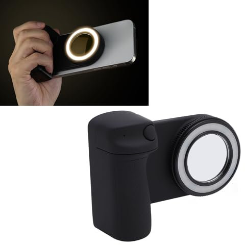 Grip per Smartphone Magnetico, Manico con Fotocamera Magnetica del Telefono Magnetica Bluetooth con Selfie Remoti e Luce di Riempimento, Presa 'otturatore del Cellulare