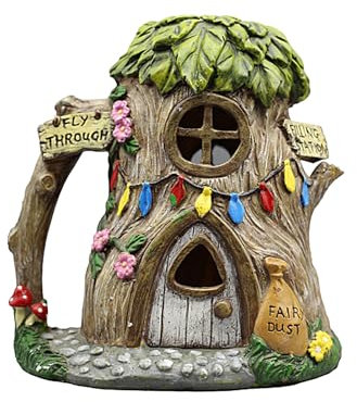 ycezw Fairy Fairy Garden Home - Solar Garden House Figuren - Außenstatuen Für Gartendekoration Im Freien, Chalet -Dekorationen, Rasenschmuck Für Die Terrasse