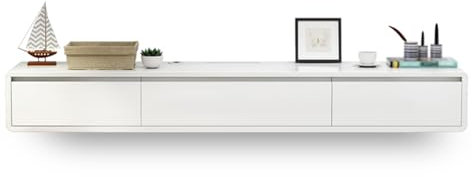 GAOXIONG Mueble de TV Flotante con 2 cajones, Consola Multimedia de Pared para Apartamentos pequeños, Mueble de Almacenamiento Moderno para Debajo del televisor, Blanco, 140 cm