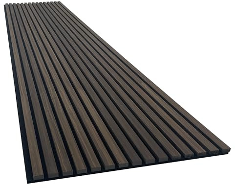 Akustikpaneel in Smoke Walnut - 2700x600 mm - mit PET-Filz - 1 Stück | Für großflächige Wandverkleidung und bessere Raumakustik, 2700x600 mm, 1 Stück, Holzfurnier, Smoke Walnut