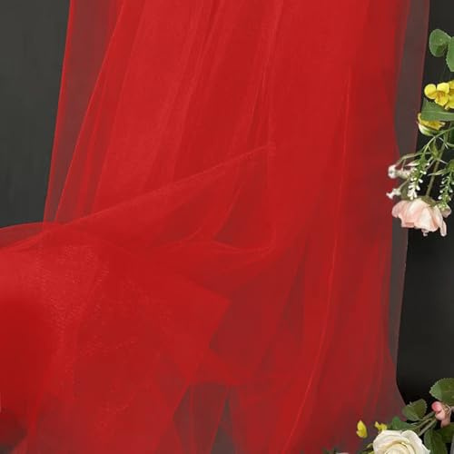 Tüllstoff Tüll Rot Organza Stoffe - 3 m x 160 cm Tüll Stoffe Meterware, für DIY Tisch Party Torbogen Hochzeit Decoration Tüllrock Schleier