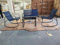 GOPLUS Salon de Jardin 2 Personnes,3Pcs Table Basse avec 2 Fauteuils Jardin，Salon de Bistrot avec Cadre Métallique, pour Jardin, Balcon, Piscine (4 Personnes,Bleu)