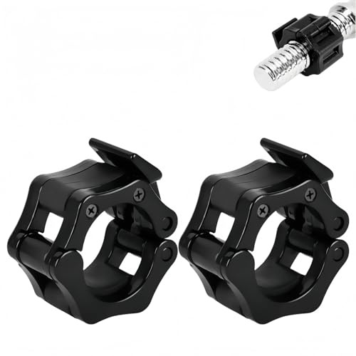 Barbell Clips,2 PCS Dumbbell Collars1 Inch/2.5CM Weight Clips Barbell Clamps Non-Slip Gym Clips Quick Release Weight Barbell Locks Collar Clips for Workout,Weightlifting,Strength Training (black)