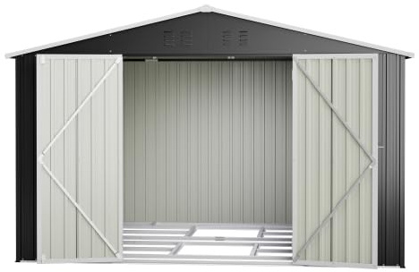 Gartenhaus aus Stahl mit Klapptür | rostfreier Geräteschuppen 229x180x191cm, wetterfest & abschließbar, Anthrazit