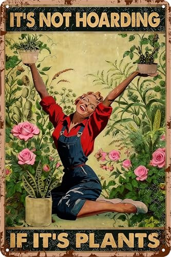 Gardening Gifts Plaque rétro en métal avec inscription « It's Not Hoarding If It's Plants »
