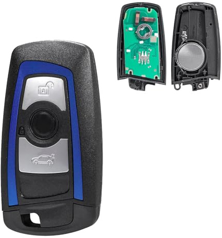 3 Button Car key fob for BMW 1 2 3 4 Series F20 F22 F30 F31 F32 (Fits BDC/CAS4/CAS4+ FEM System,868MHz)-Blue Keyless Entry Remote Car Key Fob Replacement