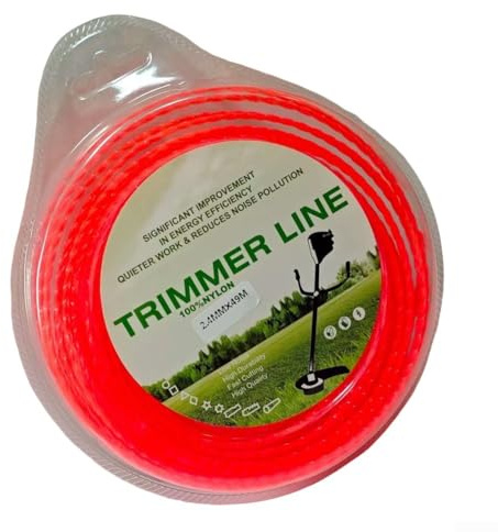 49 Meter runde Trimmerschnur, 2,4 mm Durchmesser, Nylonschnur für effizientes Gras und Schneiden mit lang anhaltender Leistung