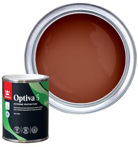 TIKKURILA Optiva 5 Matt Emulsion Paint – Durable, Scrubbable & Easy-Clean for Walls and Ceilings | Zero VOC - 1L Terracotta N405