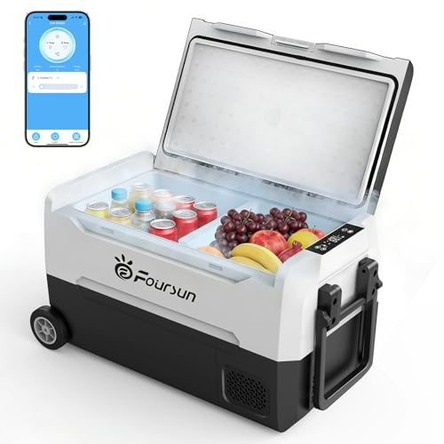 Generisch Kompressor Kühlbox 55 L mit Bluetooth-App, 12/24 V und AC 100-240 V Kühltasche Elektrisch, bis -20 °C für Auto, LKW, Boot, Reisemobil, Camping (35, Liter)