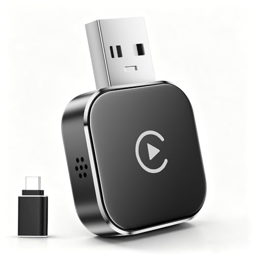 CarPlay Wireless Adapter, Convert Wired to Wireless Android Auto & CarPlay, Bluetooth 5.0 & Dual WiFi, USB-A & USB-C, Plug and Play, Fast Auto Connect, Compatible with iOS 10+ & Android 11+
