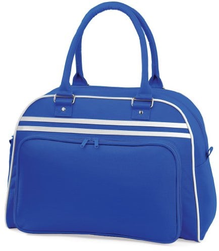 BagBase BG075BRWH Retro-Bowlingtasche, Helles Königsblau/Weiß, Größe M