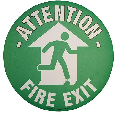Beaverswood Floor Markers. Safety Floor Signs. Fire Exit Sign Removable Self Adhesive Waterproof Durable Vinyl Label. (430Mm Dia)