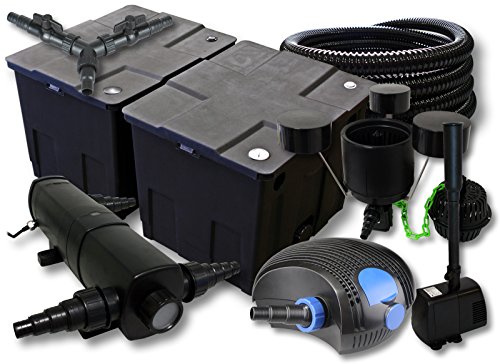 SunSun Komplettset: CBF-350B Teichfilter bis 60000 L, CTF-12000 Teichpumpe 12000l/h 100W, CUV-236 Teichklärer 36W, 25m Schlauch 25mm, CSP-250 Skimmer 2500l/h, HJ-943 Springbrunnen 800l/h, Y-Verteiler