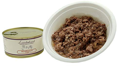 Lunderland-Dosenfleisch-Rindfleisch-mager 5 x 300g Dosen (insg. 1,5kg), Hundefutter Nassfutter Katzenfutter Eine ideale Dose für Hunde, die extrem fettarm ernährt Werden müssen