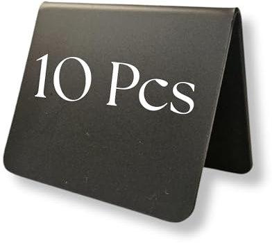 10 Stück Mini Kreidetafel 45x55mm aus Kunststoff - Kleine Tafeln zum Beschriften mit Ständer - Preisschilder & Buffet Zubehör - Aufsteller Tisch für Hochzeit, Café & Deko