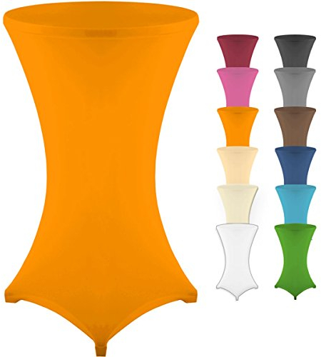 Gräfenstayn® Stretch Stehtischhusse Diana mit Öko-Tex Siegel, Verstärkung im Fußbereich, 40°C Maschinenwäsche in vielen Farben und Größen Ø60-65cm / Ø70-75cm / Ø80-85cm (Orange, Ø80-85cm)