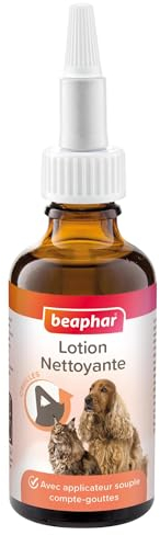 Beaphar – Lotion nettoyante pour Les Oreilles du Chien et du Chat – Permet Un Nettoyage en Douceur – Applicateur Souple – Système Compte-Gouttes – Pratique et Facile à Utiliser – 50 ML