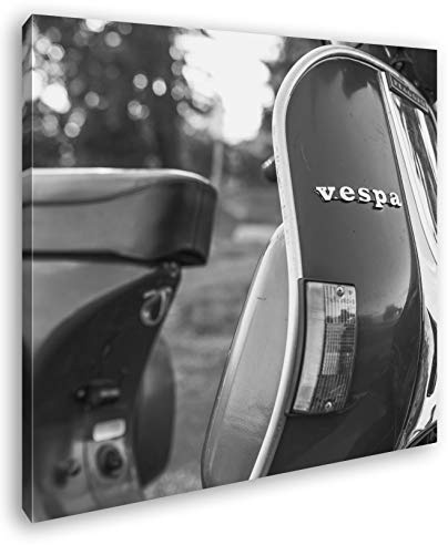 Leinwandbild Vespa rollt durch die malerische Landschaft Format: 40x40 cm Effekt: Schwarz&Weiß XXL Kunstdruck Bild auf Keilrahmen/Wandbild/Wohnzimmer Deko