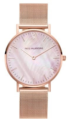 PAUL VALENTINE - Hochwertige Damenuhr in verschiedenen Größen und Farben - Armbanduhr mit stilvollem Metallic-Ziffernblatt, kratzfestes Glas, schmales Mesh-Armband
