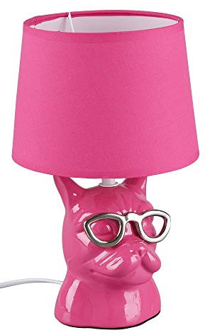 Reality Leuchten Tischleuchte Dosy R50231093, Fuß Keramik Glänzend, Stoffschirm Pink, exkl. 1x E14