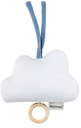 Nattou PURE Spieluhr Wolke aus 100% Baumwolle, Ab der Geburt, Wiegelied „La-Le-Lu“, Blau, 998284