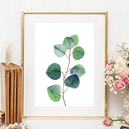 Din A4 Kunstdruck ohne Rahmen - Eukalyptus Blätter grün Aquarell Natur Pflanze Druck Poster Bild