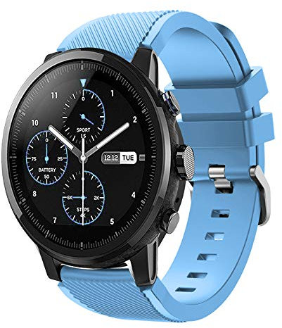 Lux Mary compatibile con Huawei Watch GT/GT 2e / GT 2 (46mm) Cinturino per Orologio in Gomma Siliconica (22mm, Azzurro)