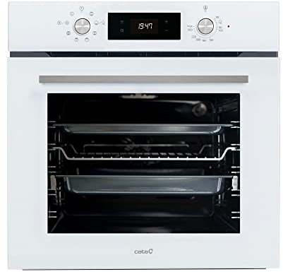 Cata | Horno Multifunción | Modelo MDS 7208 WH | Ancho de 60cm | Capacidad de 72 Litros | 8 Funciones | Sistema de Limpieza AquaSmart | Acabado en Cristal Blanco