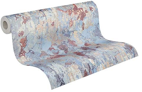 Livingwalls A.S. Création Vliestapete Metropolitan Stories Betontapete Antonio Barcelona Tapete in Vintage Betonoptik 10,05 m x 0,53 m beige blau braun 379542 37954-2
