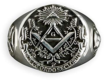 Fly Style Siegelring aus 925er Sterling-Silber - Freimaurer, Ring Grösse:22.6 mm