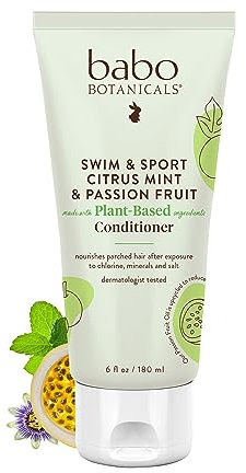 Babo Botanicals Purifying Swim & Sport Conditioner – mit Passionsfrucht-Öl, Bio-Aloe Vera und grünem Tee – für Babys, Kinder oder extra empfindliche Haut – leichter Zitrusminzduft – 177 ml