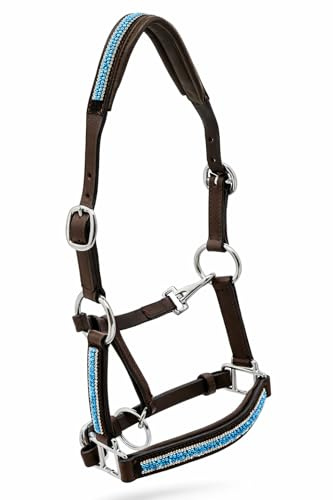 Kelly Lederhalfter Halfter Leder Minishetty Mini Shetty Minipony Fallabella Schwarz Braun Türkis Hellblau Perlen Glitzer Tysons (Shetty, Braun)