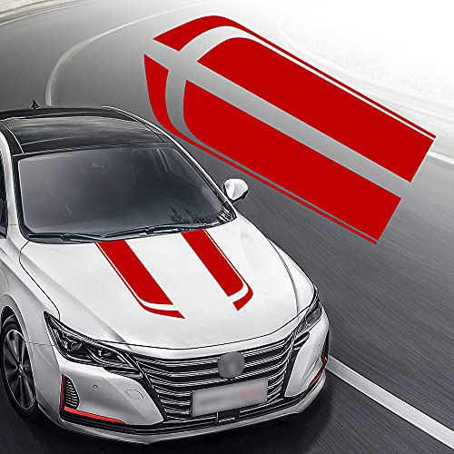 TOMALL 84 cm x 14,5 cm Motorhaube Streifen Aufkleber Auto Racing Auto Karosserie Seitenschweller Dachhaube Stoßstange Aufkleber Vinyl Modifizierte Streifen Aufkleber Dekoration für Auto (Rot)