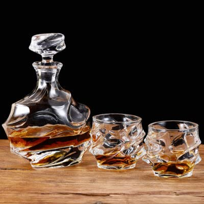 Whisky Decanter and Glasses Set Premium Whiskey Decanter 750ml with 2× 320ml Tasting Tumblers for Liquor or Scotch,in a Gift Box and Card