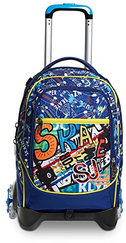 SJ GANG STYLE JAM GANG Rucksack mit Trolleyfunktion, Schulranzen mit Rollen, 3 in 1, Abnehmbarer Rucksack, ab 1. Klasse, für Schule, Sport, Reisen&Freizeit, Mädchen und Jungen, dunkelblau