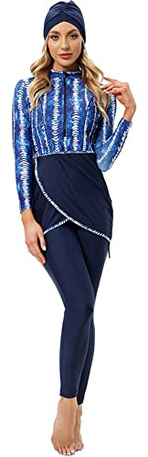 Muslimische Bademode für Damen, bescheidener Badeanzug, Burkini, Oberteil, Hose, Hijab, 3-teilig, volle Abdeckung, Blumendruck, islamischer Badeanzug, Naher Osten, UV-Schutz, Rashguard, Surfen,
