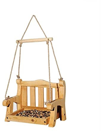 TGRTY Porch Swing Bird Feeder, Wood Tray Bird Feeder, Bench Bird Feeder,Eco-Friendly Poly-Wood Hanging Decorative Bird Feeder.