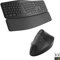 Logitech ERGO K860 geteilte kabellose Tastatur, Handgelenkauflage, Lift Maus vertikal ergonomisch, Linkshänder, Bluetooth, USB-Empfänger, leise, Windows/macOS/iPadOS, Notebook, PC, QWERTZ DEU - Grau