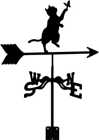 ANCHA Store Girouette pour Chat, girouette en Acier Inoxydable, Instrument de Mesure de la Silhouette du Jardin du Chat, pour la décoration extérieure du Toit de la Ferme